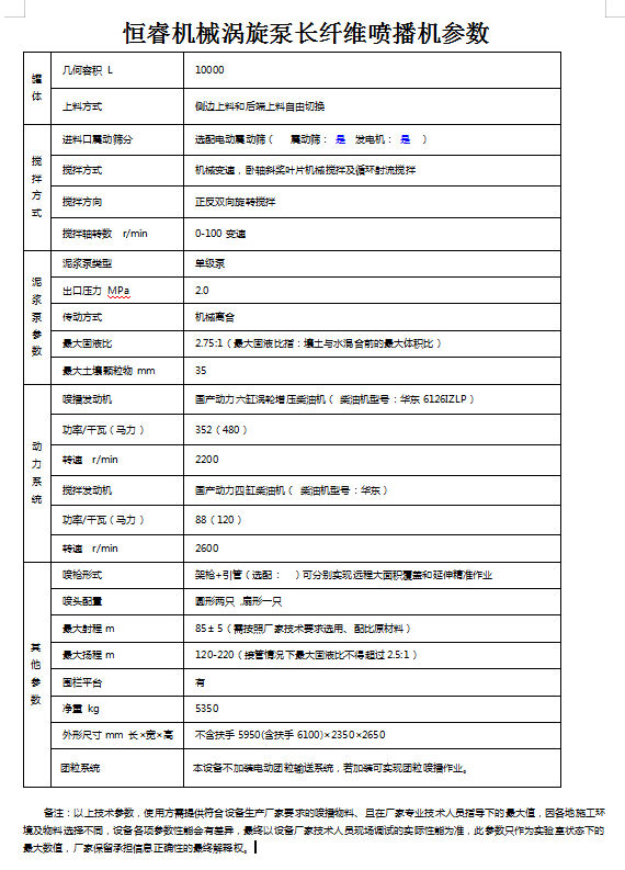 恒睿长纤维涡旋泵客土喷播机参数